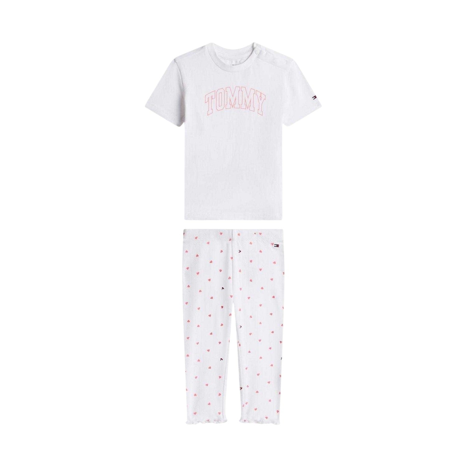 White - Front - Tommy Hilfiger Baby Girls Hearts Top And Leggings Set