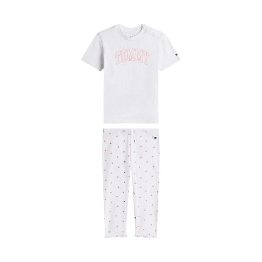 White - Front - Tommy Hilfiger Baby Girls Hearts Top And Leggings Set