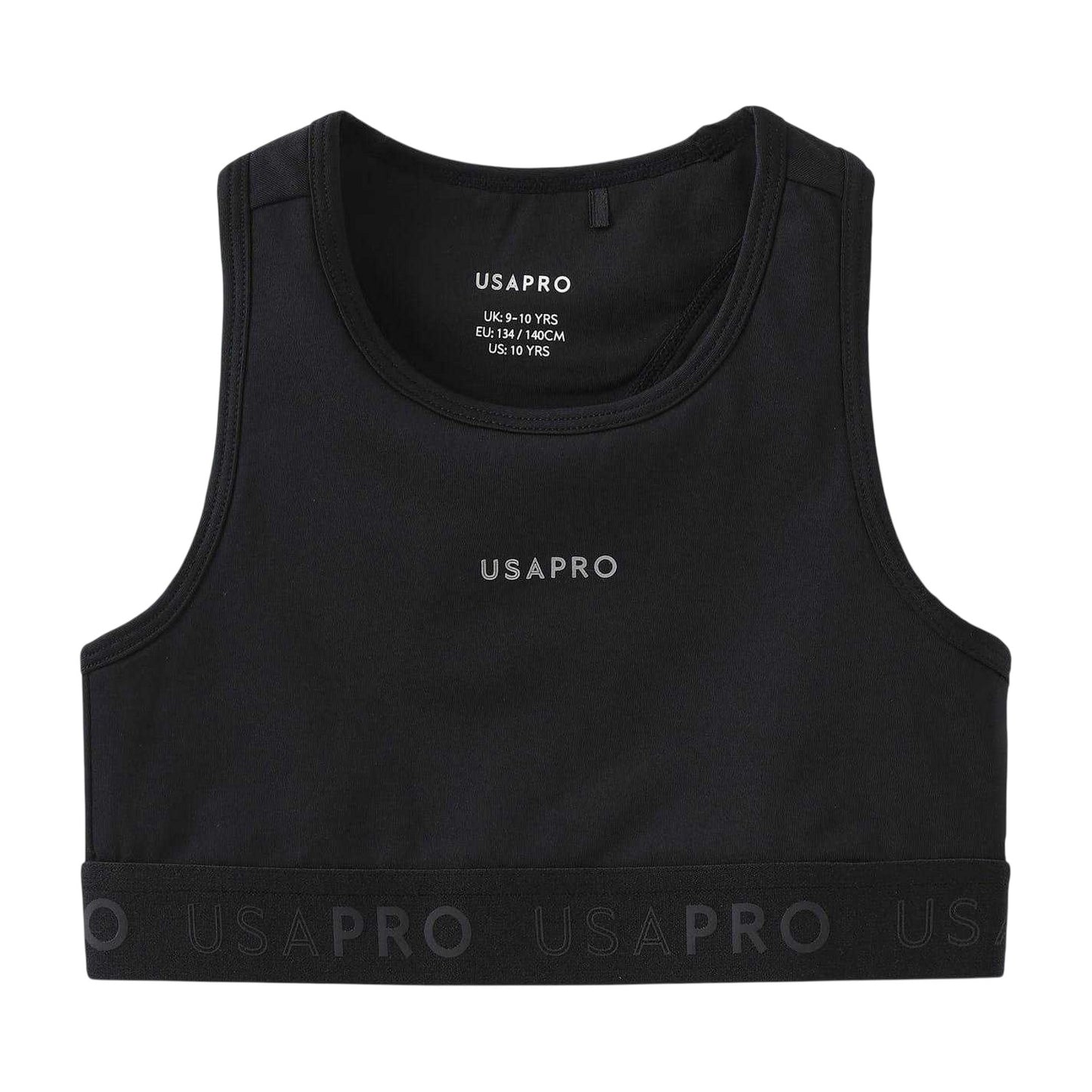 Black - Front - USA Pro Girls Logo Crop Top