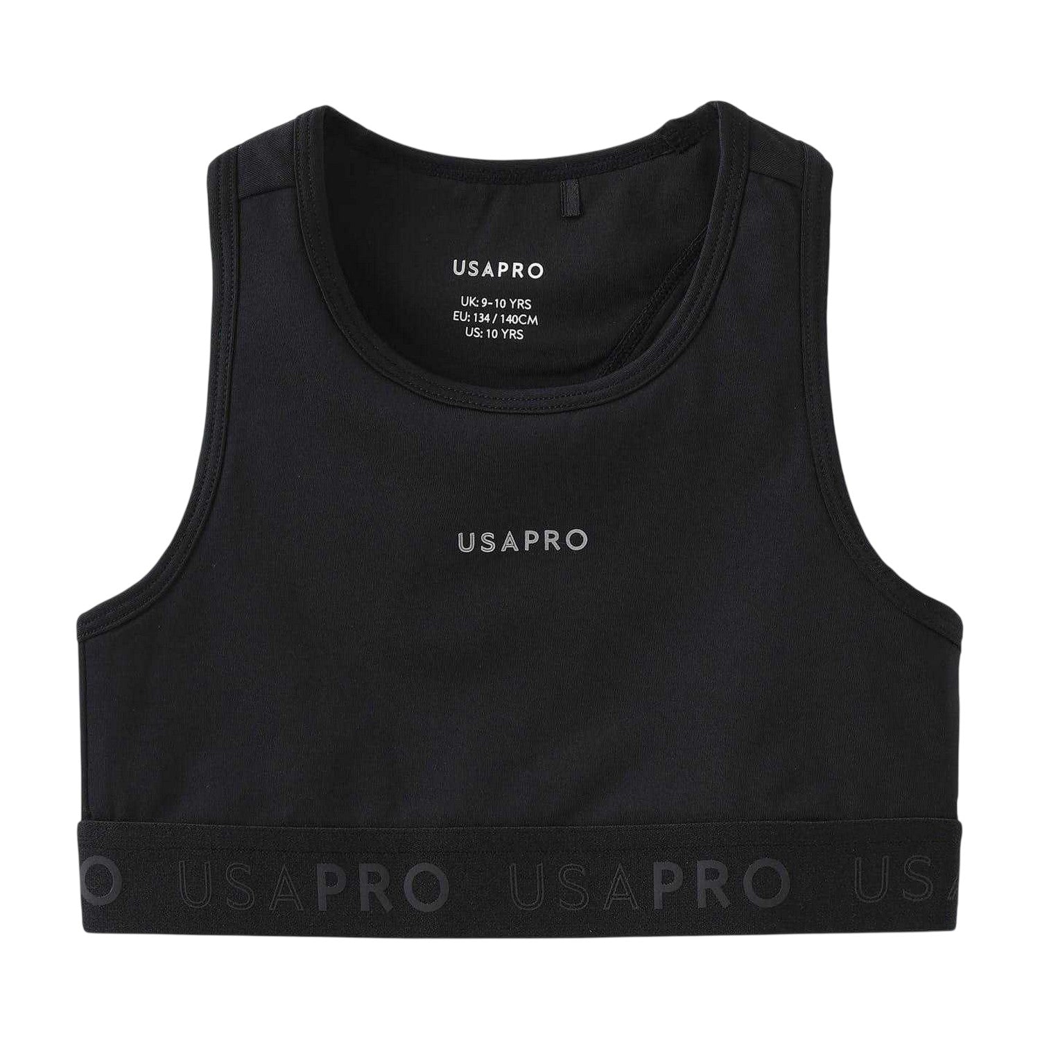 Black - Front - USA Pro Girls Logo Crop Top