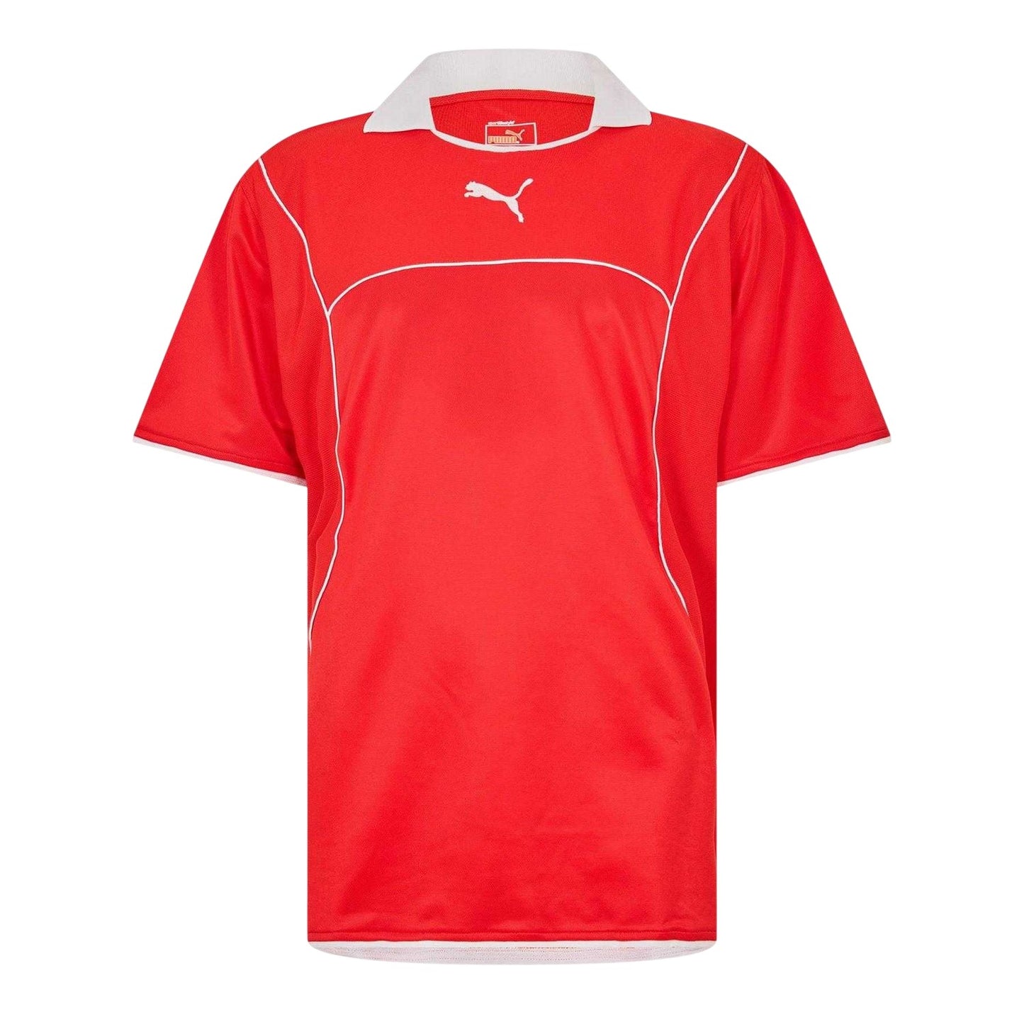 Red - Front - Puma Mens Plain Contrast Piping Athletic Rugby Shirt