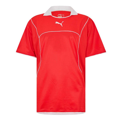 Red - Front - Puma Mens Plain Contrast Piping Athletic Rugby Shirt