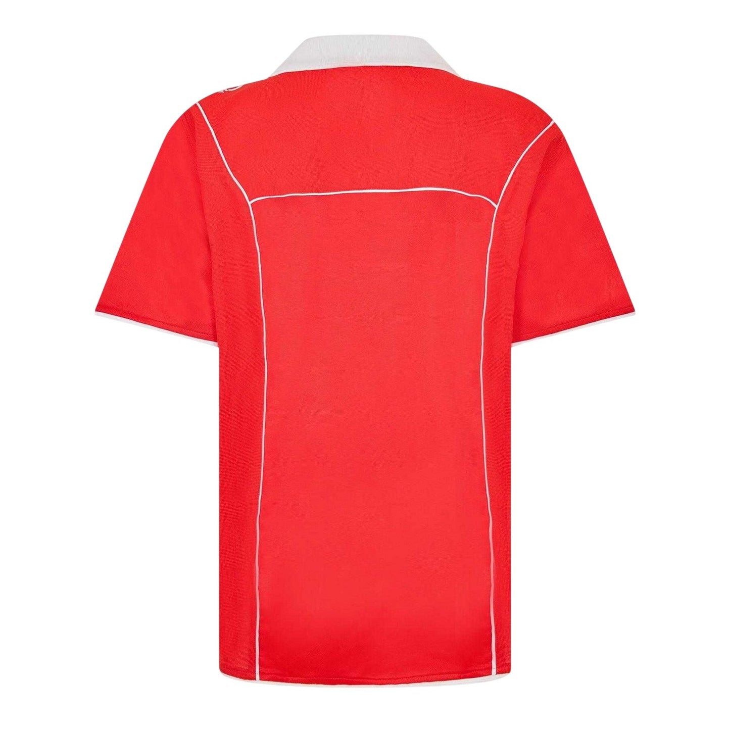 Red - Back - Puma Mens Plain Contrast Piping Athletic Rugby Shirt