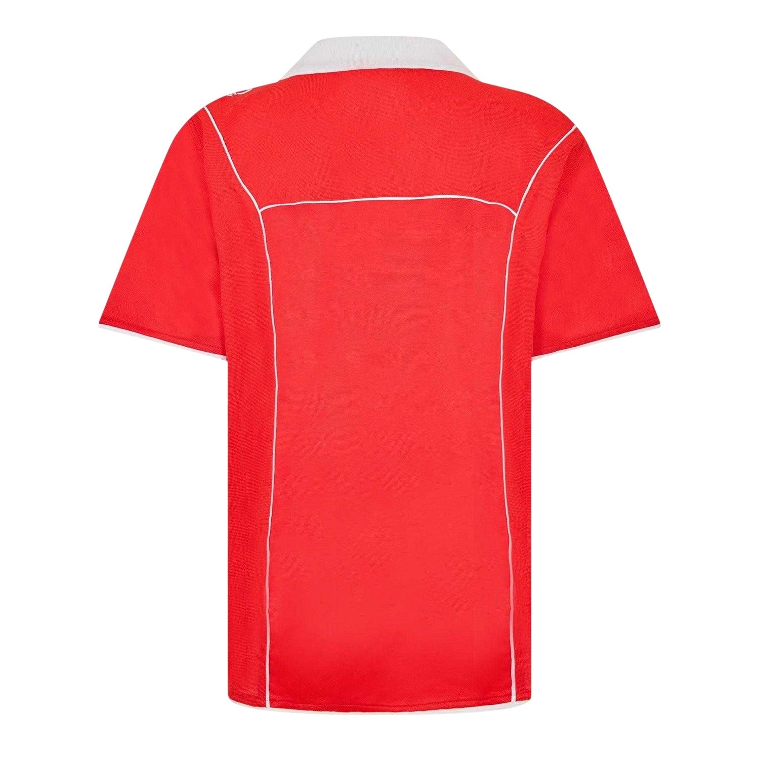 Red - Back - Puma Mens Plain Contrast Piping Athletic Rugby Shirt