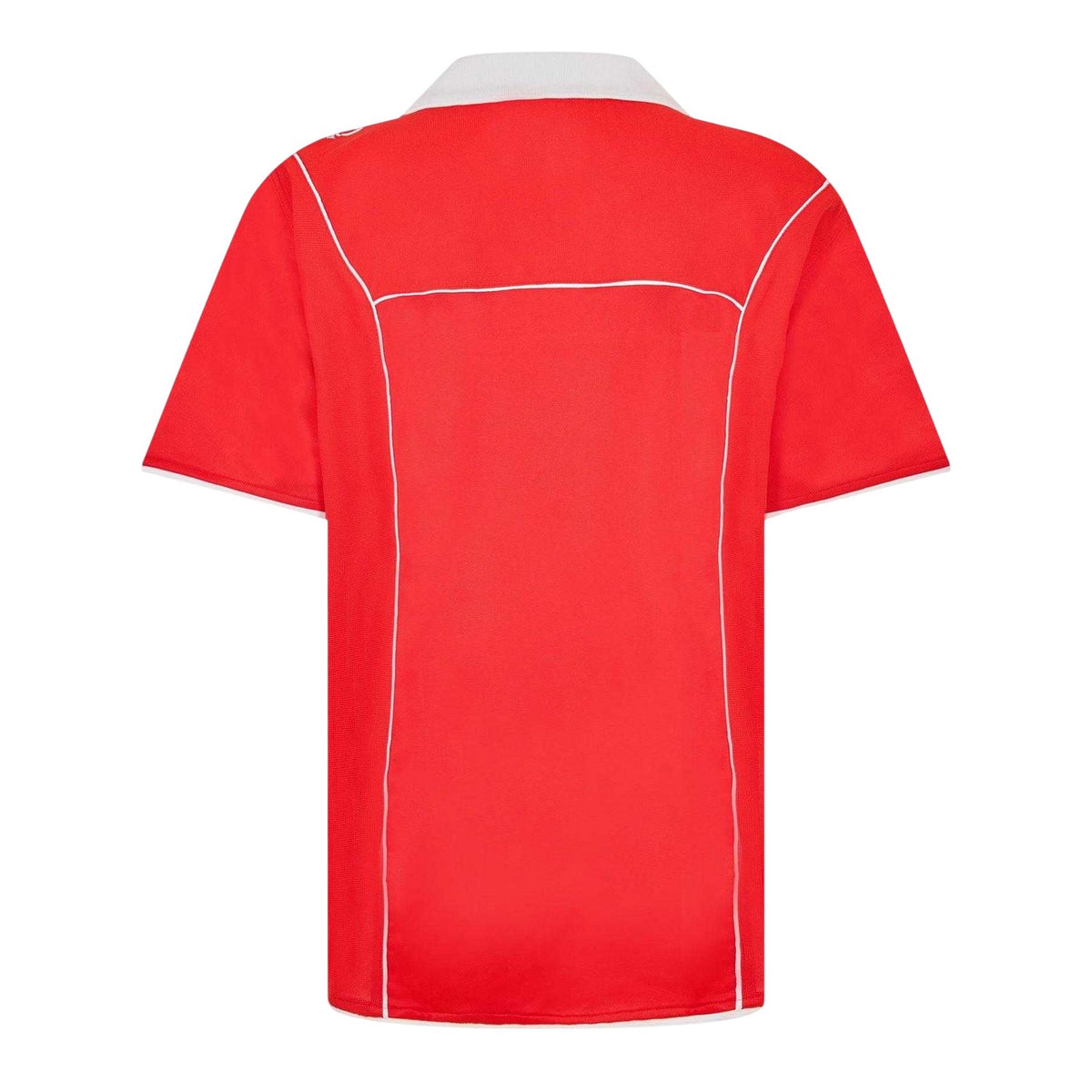 Red - Back - Puma Mens Plain Contrast Piping Athletic Rugby Shirt