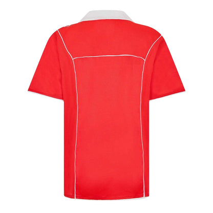 Red - Back - Puma Mens Plain Contrast Piping Athletic Rugby Shirt
