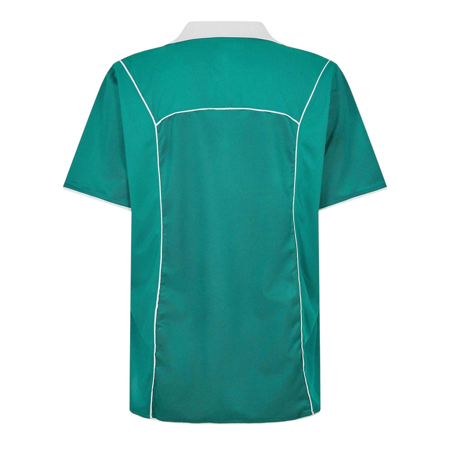 Green - Back - Puma Mens Plain Contrast Piping Athletic Rugby Shirt