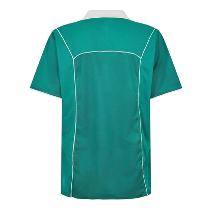 Green - Back - Puma Mens Plain Contrast Piping Athletic Rugby Shirt
