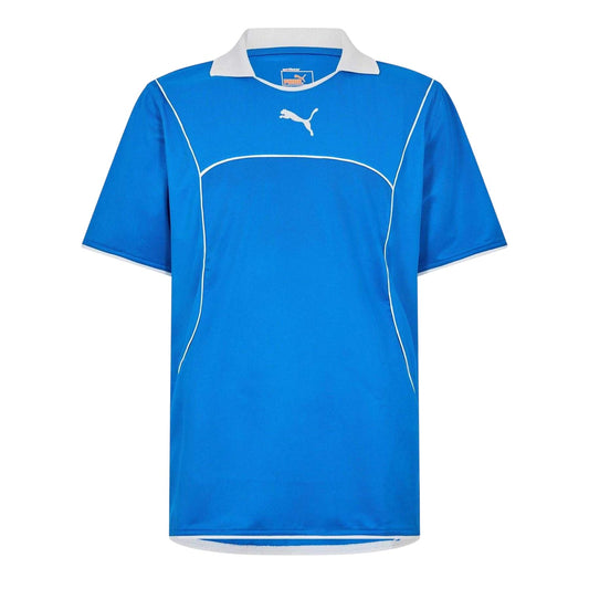 Blue - Front - Puma Mens Plain Contrast Piping Athletic Rugby Shirt