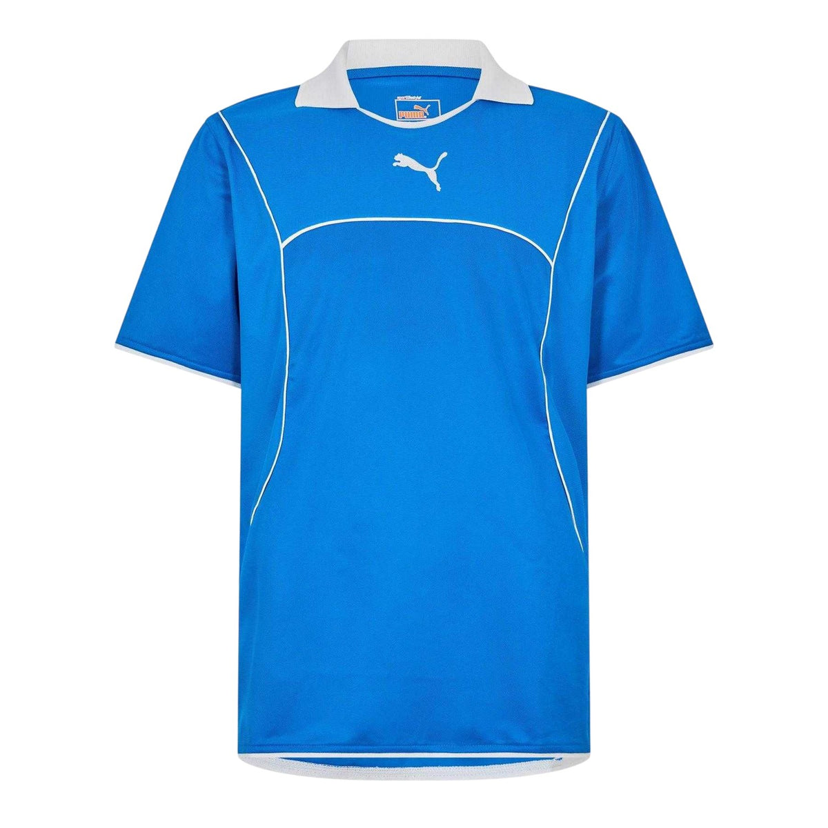Blue - Front - Puma Mens Plain Contrast Piping Athletic Rugby Shirt