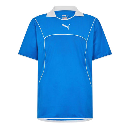 Blue - Front - Puma Mens Plain Contrast Piping Athletic Rugby Shirt