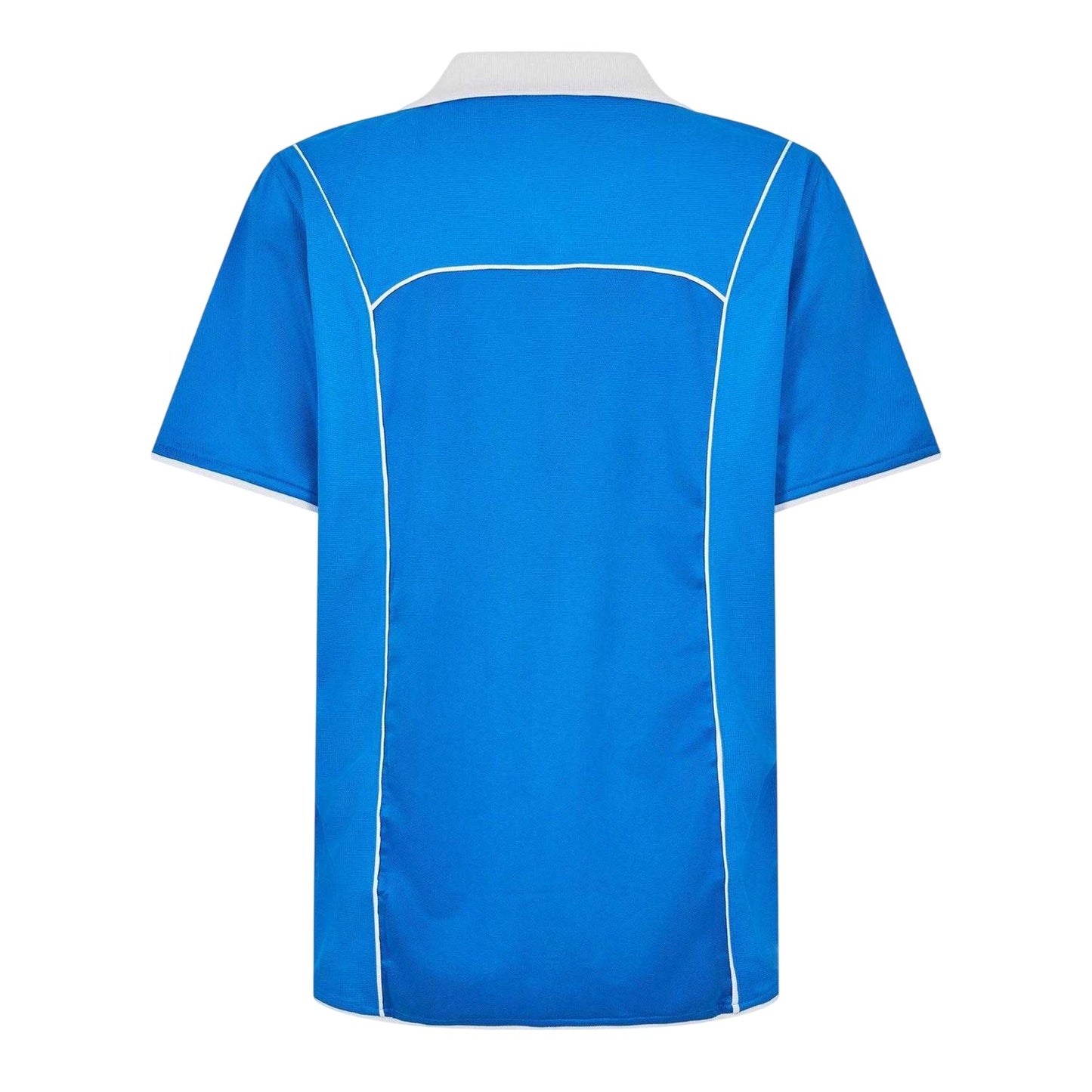 Blue - Back - Puma Mens Plain Contrast Piping Athletic Rugby Shirt