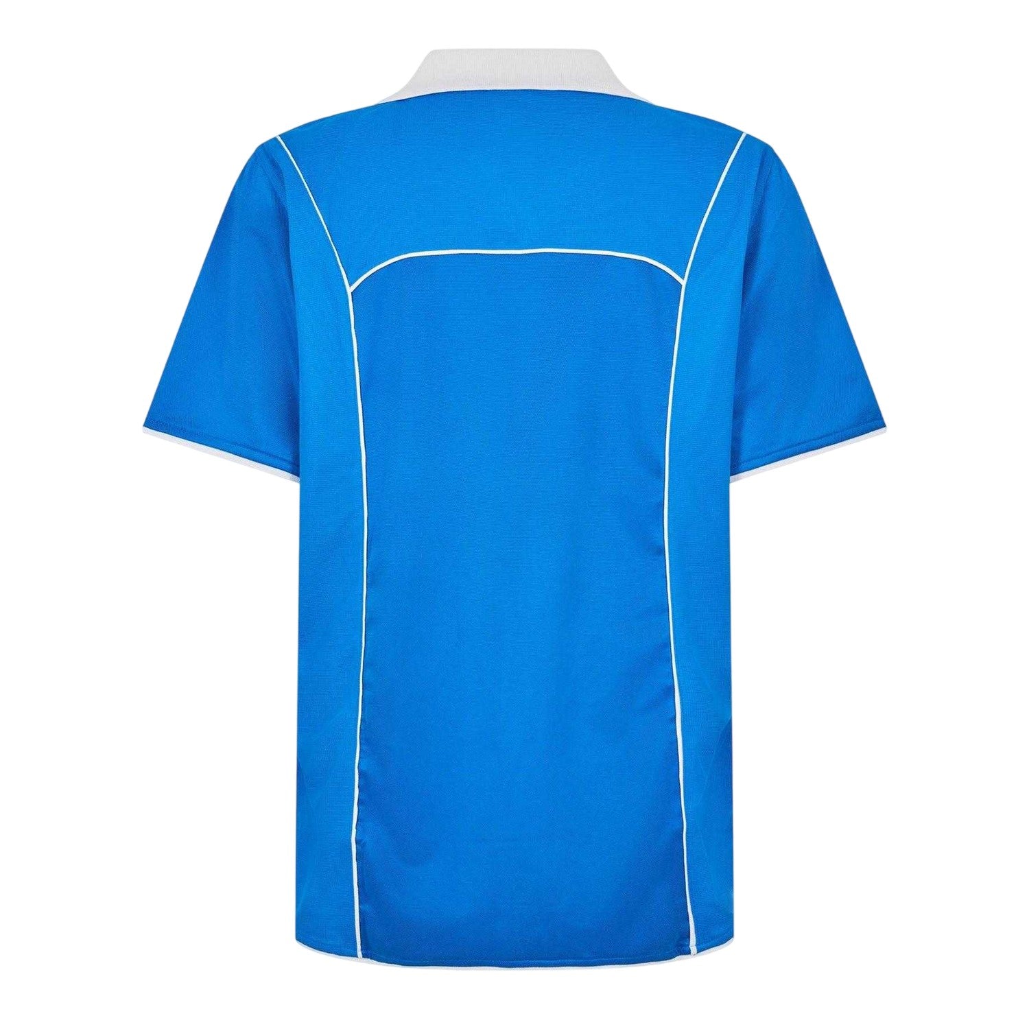 Blue - Back - Puma Mens Plain Contrast Piping Athletic Rugby Shirt
