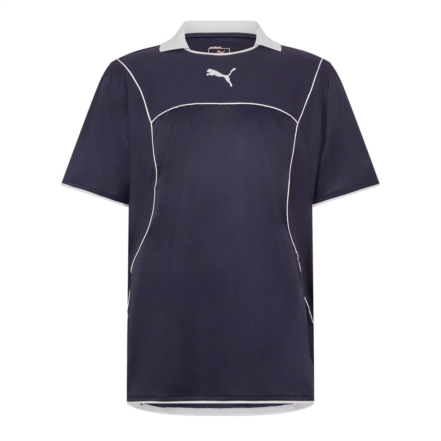 Navy Blue - Front - Puma Mens Plain Contrast Piping Athletic Rugby Shirt