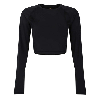 Black - Front - Umbro Womens-Ladies Bodycon Raglan Long-Sleeved Training Crop Top