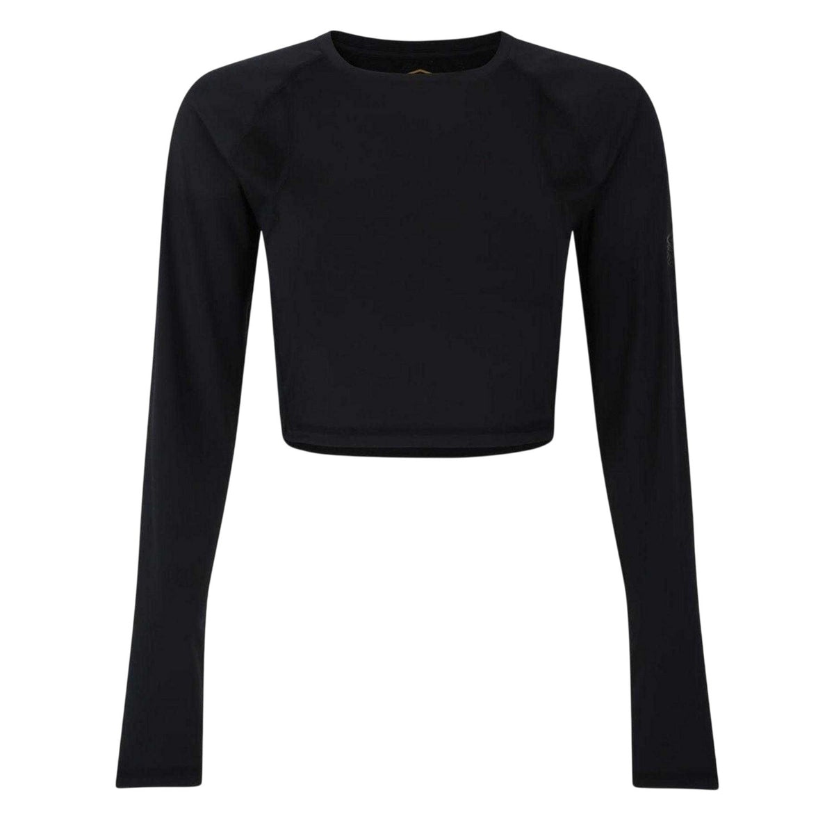 Black - Front - Umbro Womens-Ladies Bodycon Raglan Long-Sleeved Training Crop Top