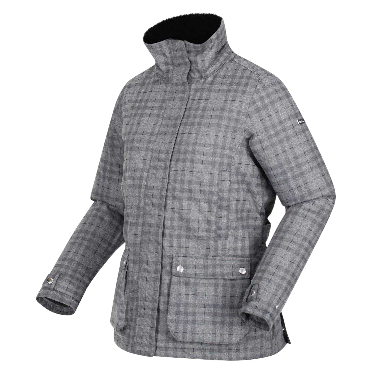 Storm Grey - Side - Regatta Womens-Ladies Leighton Plaid Waterproof Jacket