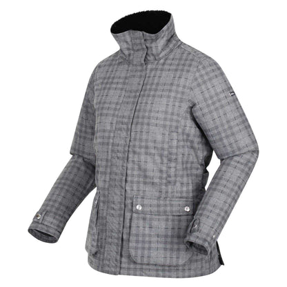 Storm Grey - Side - Regatta Womens-Ladies Leighton Plaid Waterproof Jacket