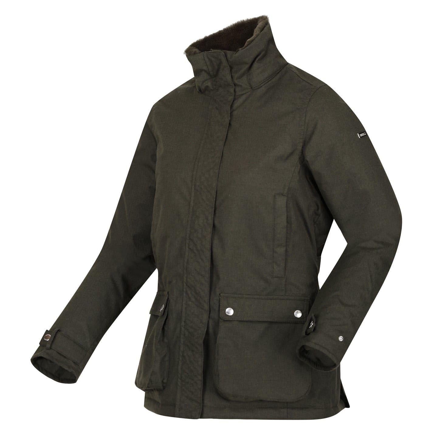 Dark Khaki - Back - Regatta Womens-Ladies Leighton Plaid Waterproof Jacket