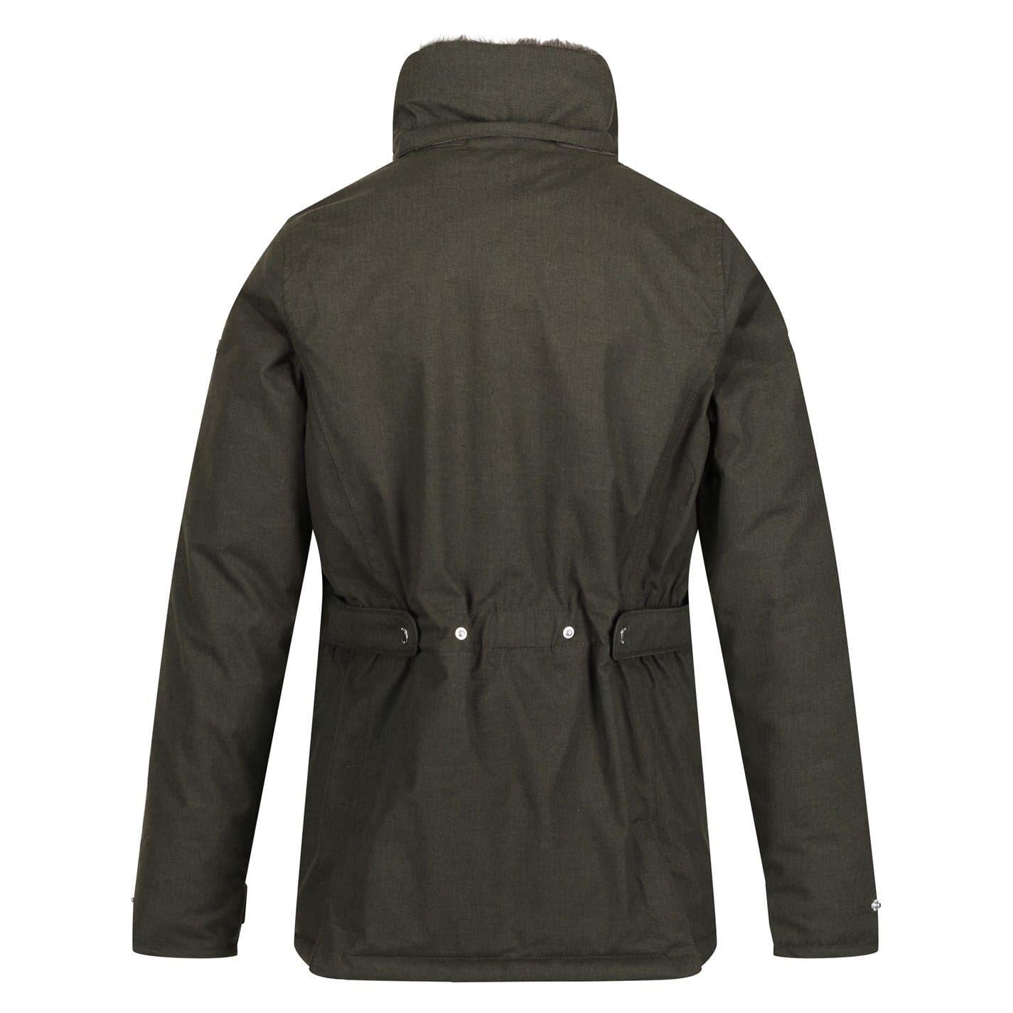 Dark Khaki - Side - Regatta Womens-Ladies Leighton Plaid Waterproof Jacket