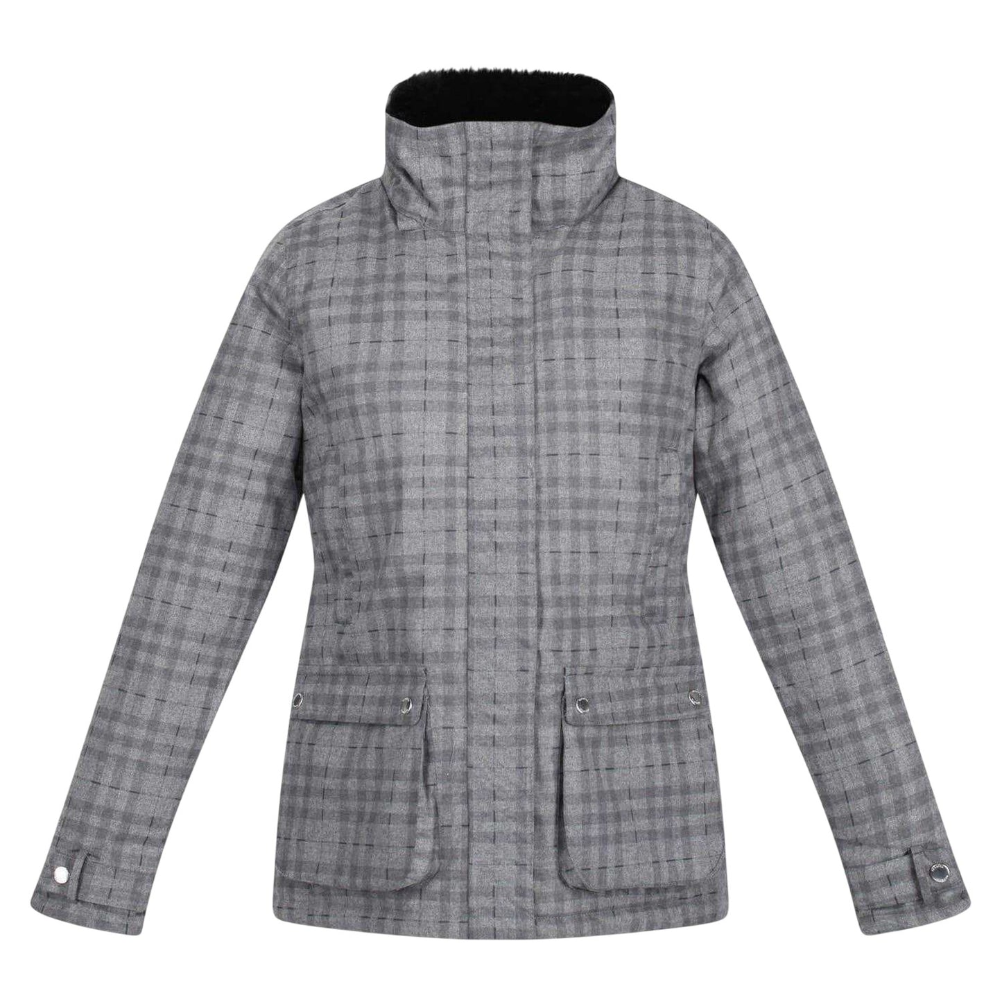Storm Grey - Front - Regatta Womens-Ladies Leighton Plaid Waterproof Jacket