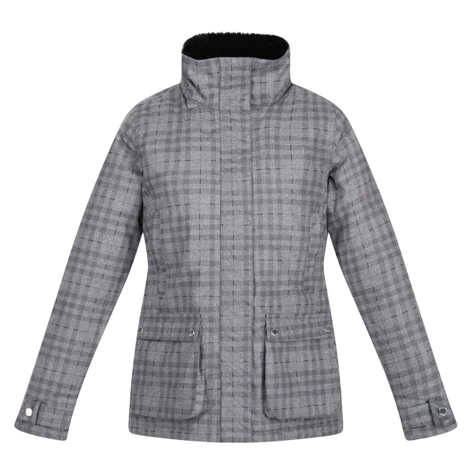 Storm Grey - Front - Regatta Womens-Ladies Leighton Plaid Waterproof Jacket
