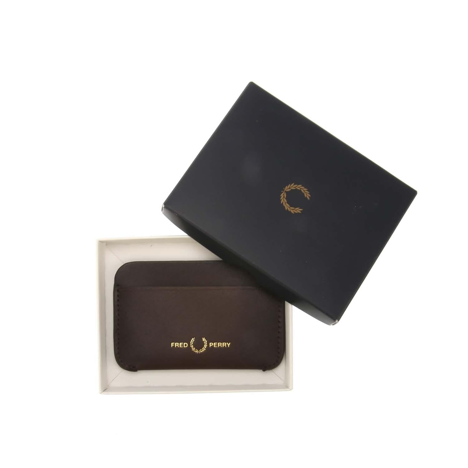 Oxblood - Side - Fred Perry Burnished Leather Card Holder