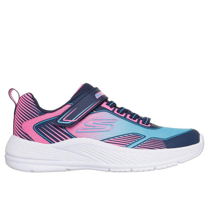 Blue-Pink - Front - Skechers Girls Microspec Logo Mesh Trainers