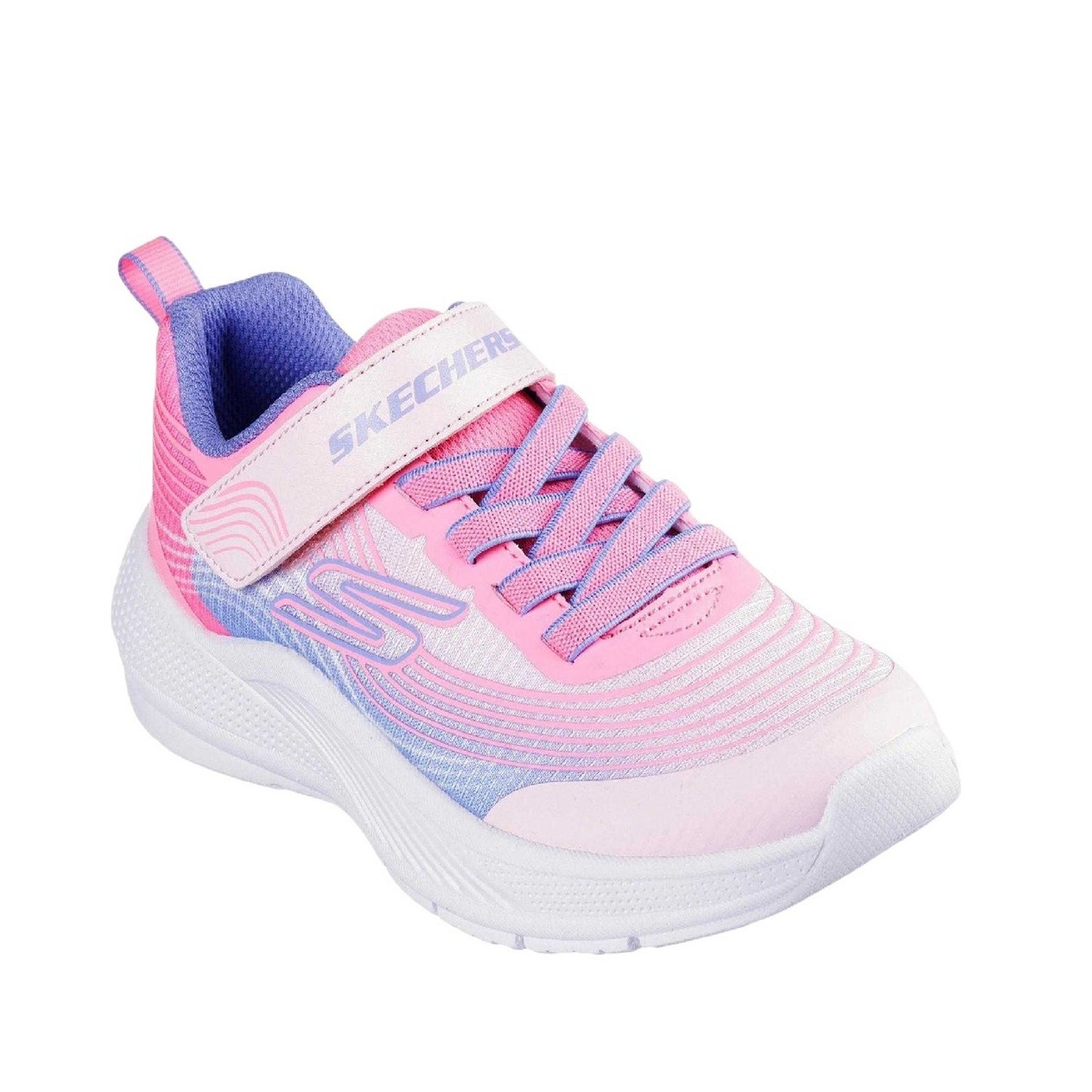 Light Pink - Front - Skechers Girls Microspec Logo Mesh Trainers