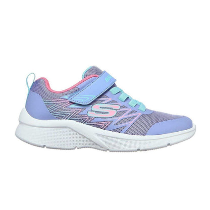 Purple-Pink - Side - Skechers Girls Microspec Logo Mesh Trainers