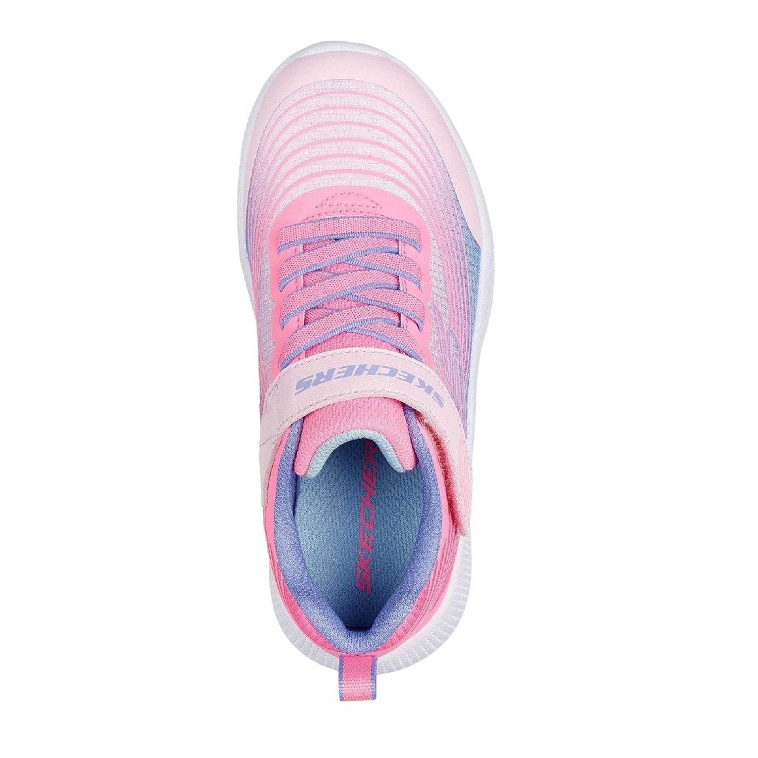 Light Pink - Back - Skechers Girls Microspec Logo Mesh Trainers