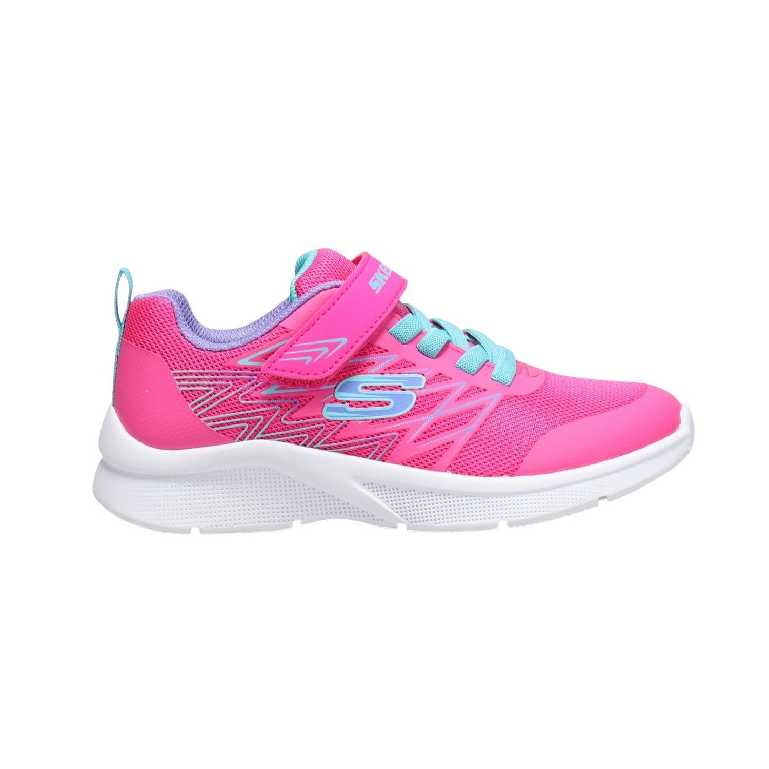 Hot Pink - Side - Skechers Girls Microspec Logo Mesh Trainers