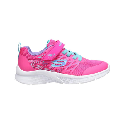 Hot Pink - Side - Skechers Girls Microspec Logo Mesh Trainers