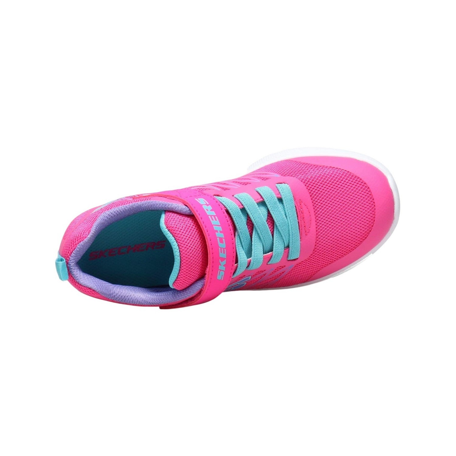 Hot Pink - Pack Shot - Skechers Girls Microspec Logo Mesh Trainers