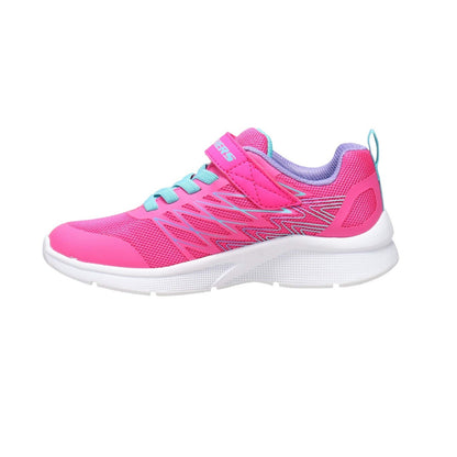 Hot Pink - Close up - Skechers Girls Microspec Logo Mesh Trainers