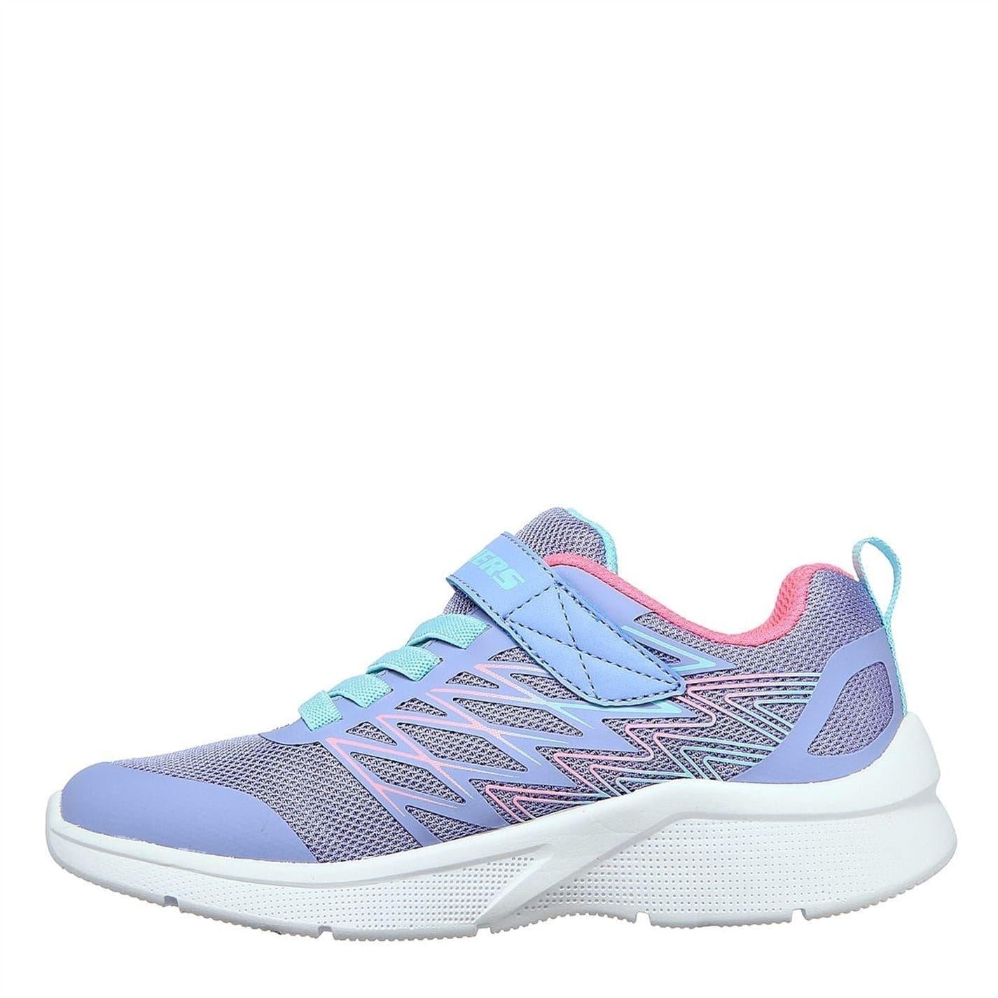 Purple-Pink - Back - Skechers Girls Microspec Logo Mesh Trainers