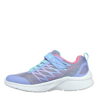 Purple-Pink - Back - Skechers Girls Microspec Logo Mesh Trainers