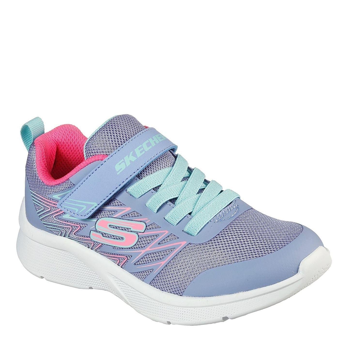 Purple-Pink - Side - Skechers Girls Microspec Logo Mesh Trainers