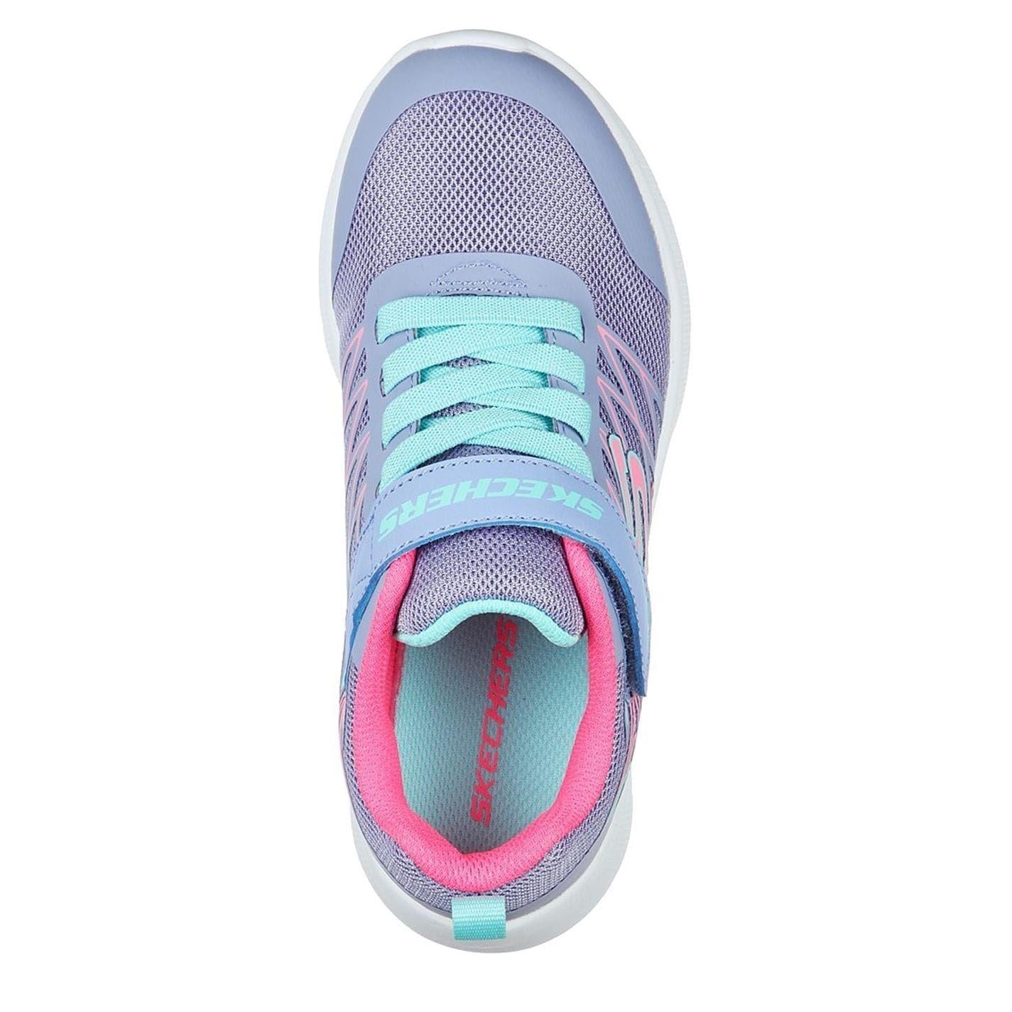 Purple-Pink - Pack Shot - Skechers Girls Microspec Logo Mesh Trainers