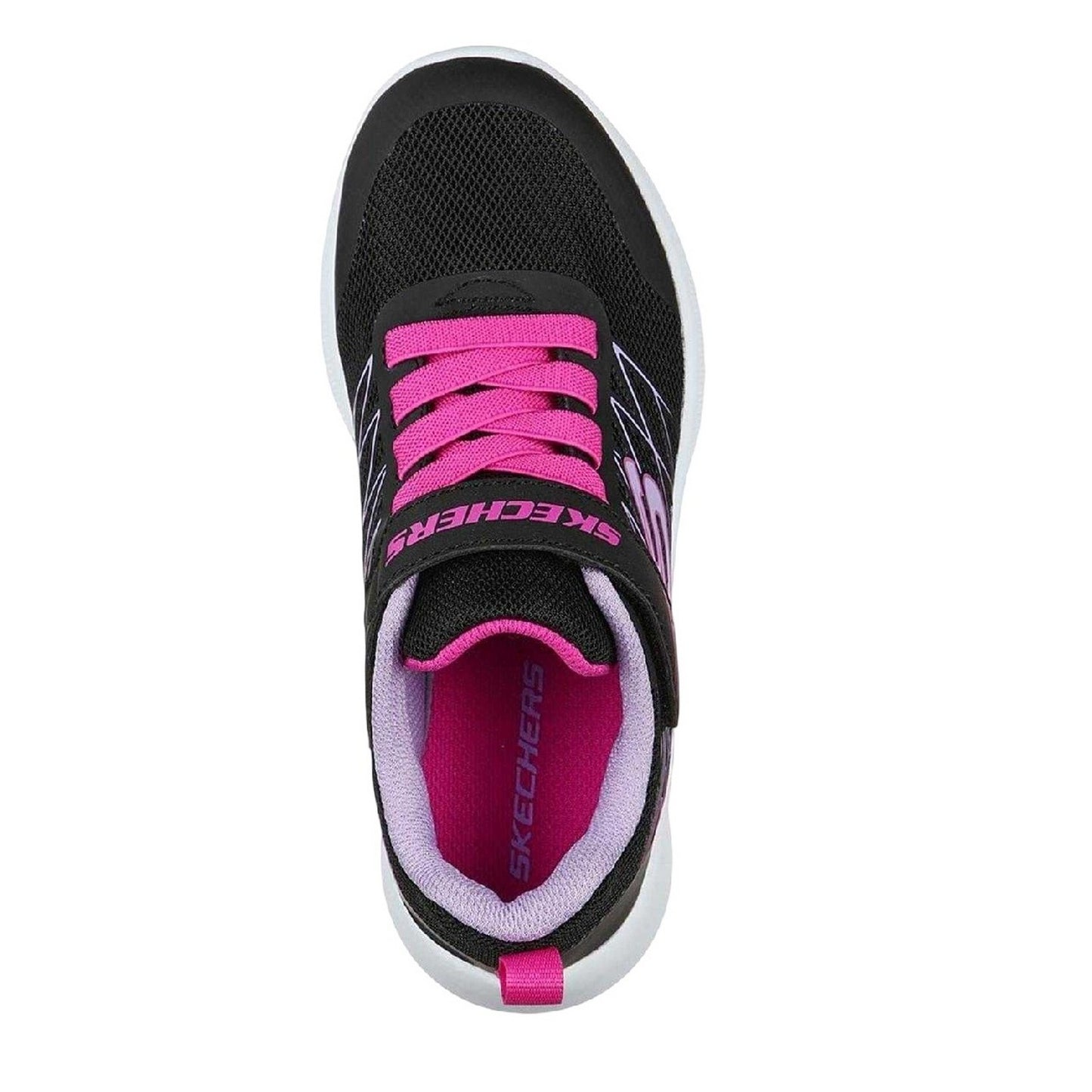 Black-Pink - Back - Skechers Girls Microspec Logo Mesh Trainers
