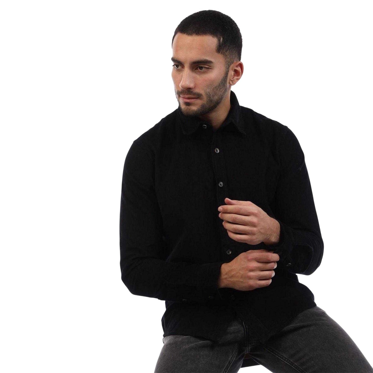 Black - Side - Peter Werth Mens Feekes Cotton Regular Shirt