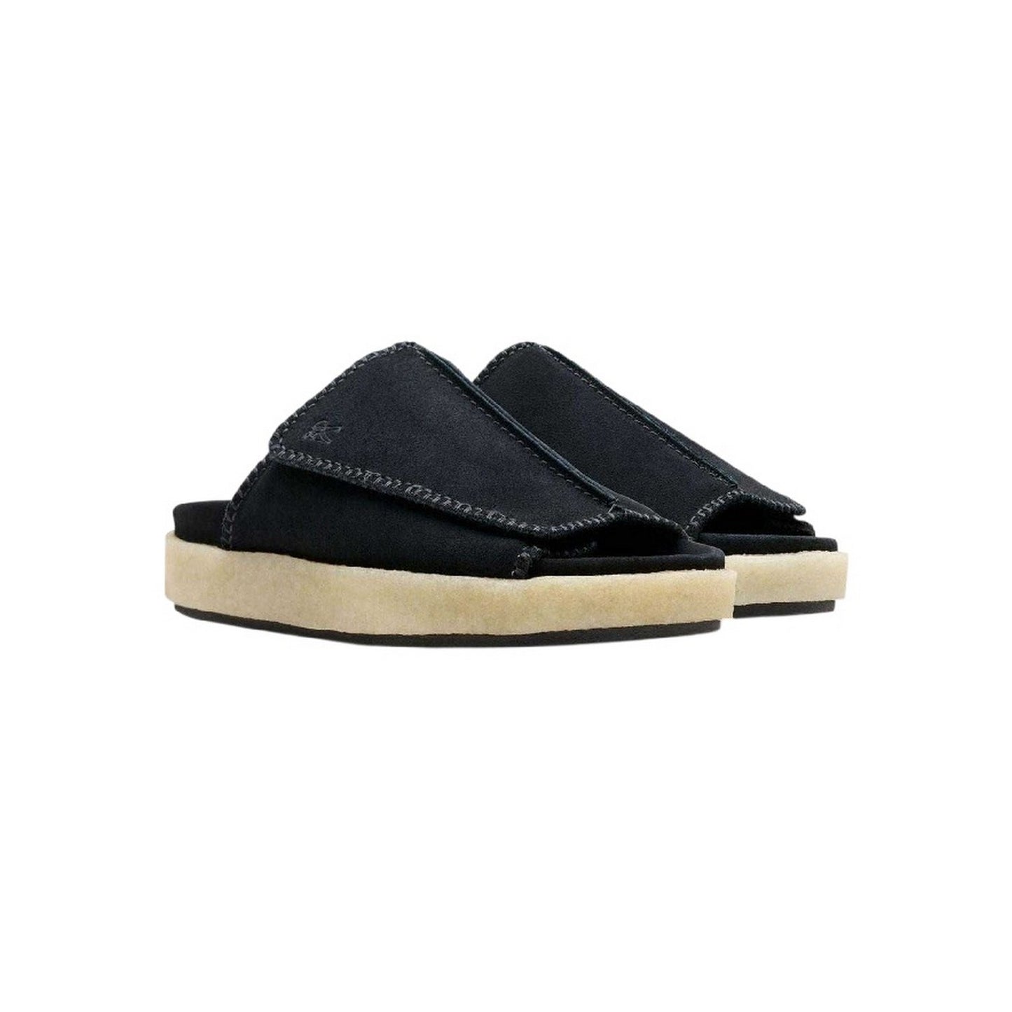Black - Pack Shot - Clarks Originals Mens Overleigh Suede Sliders