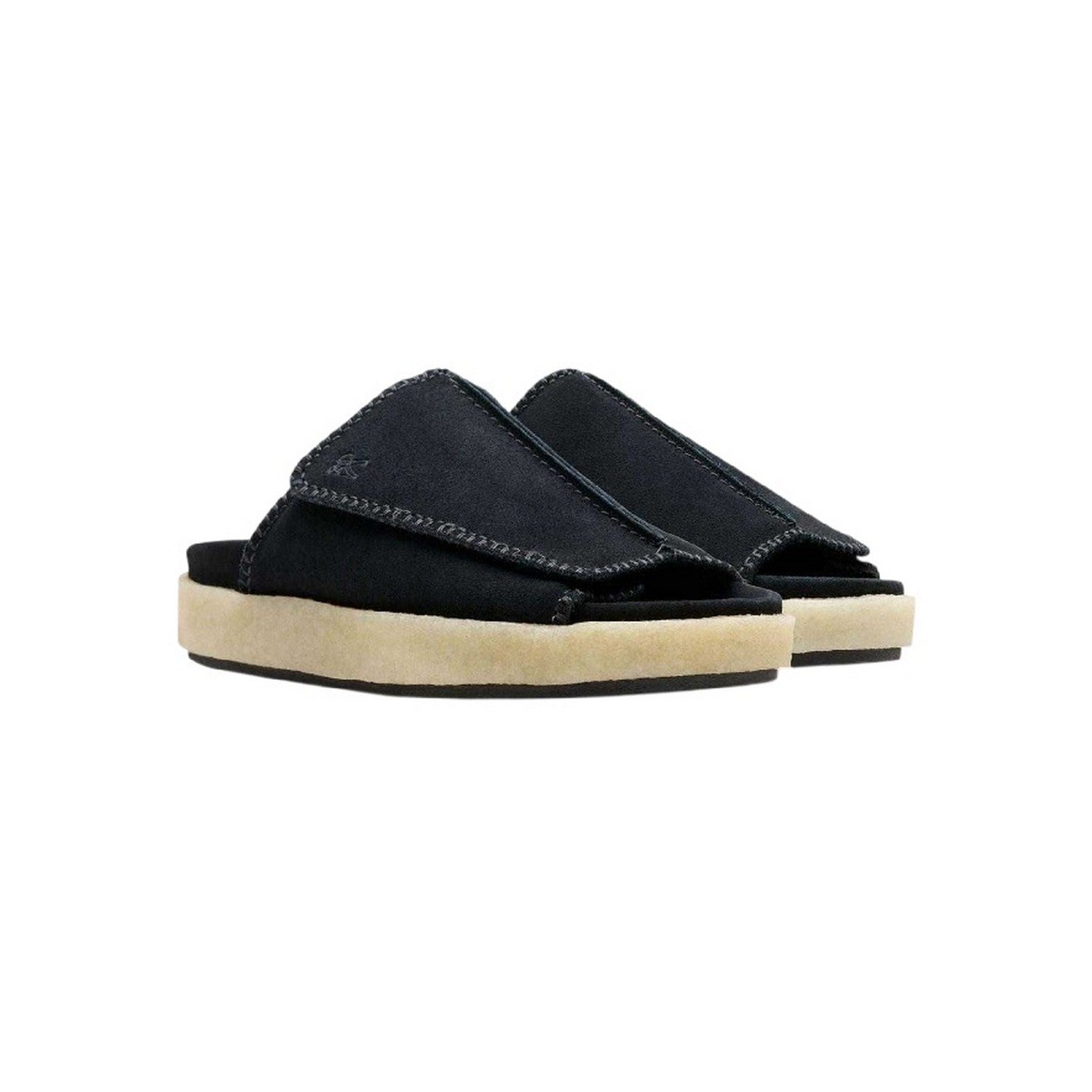 Black - Pack Shot - Clarks Originals Mens Overleigh Suede Sliders