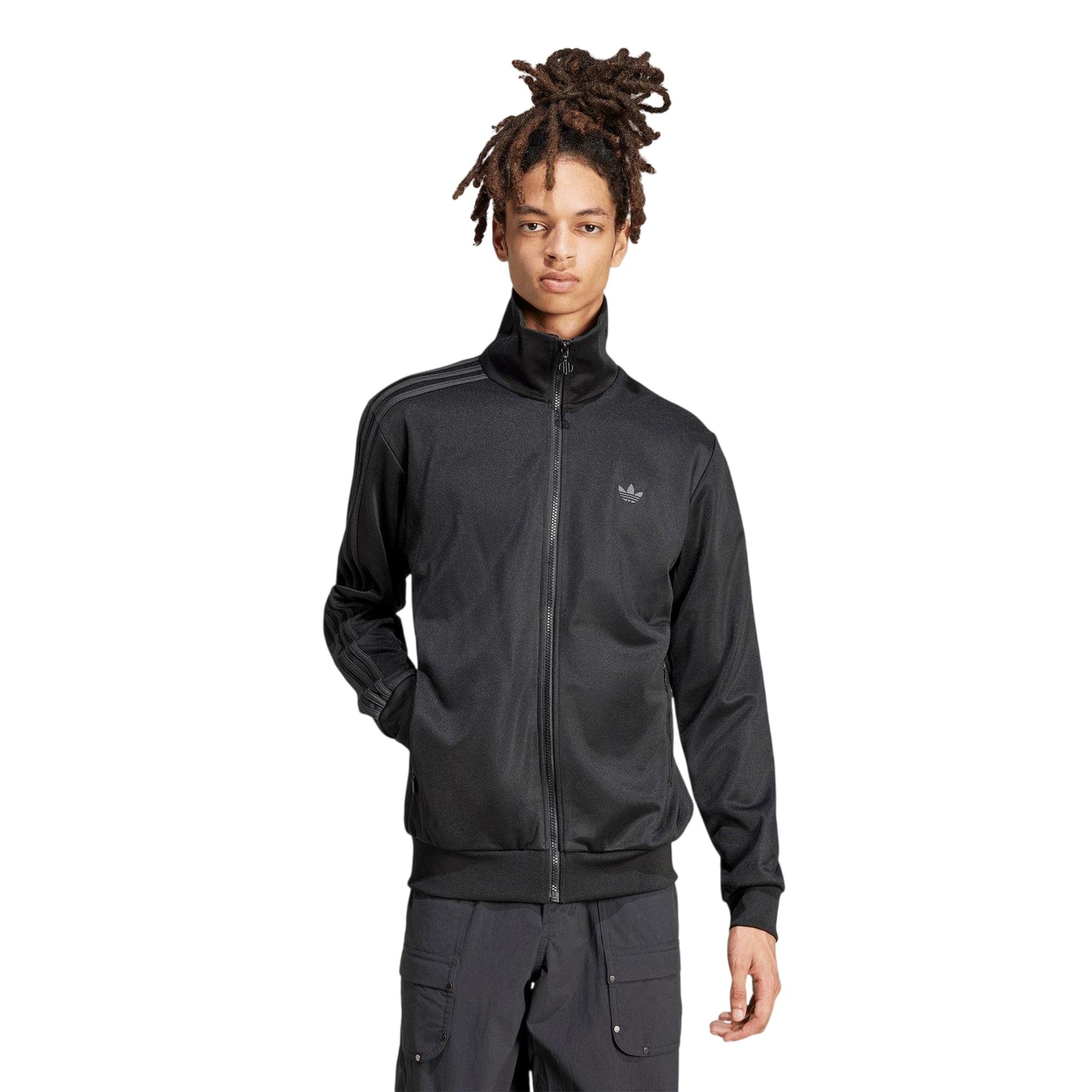 Black - Side - Adidas Mens Originals Full Zip Relaxed Fit Everyday Tracksuit Top