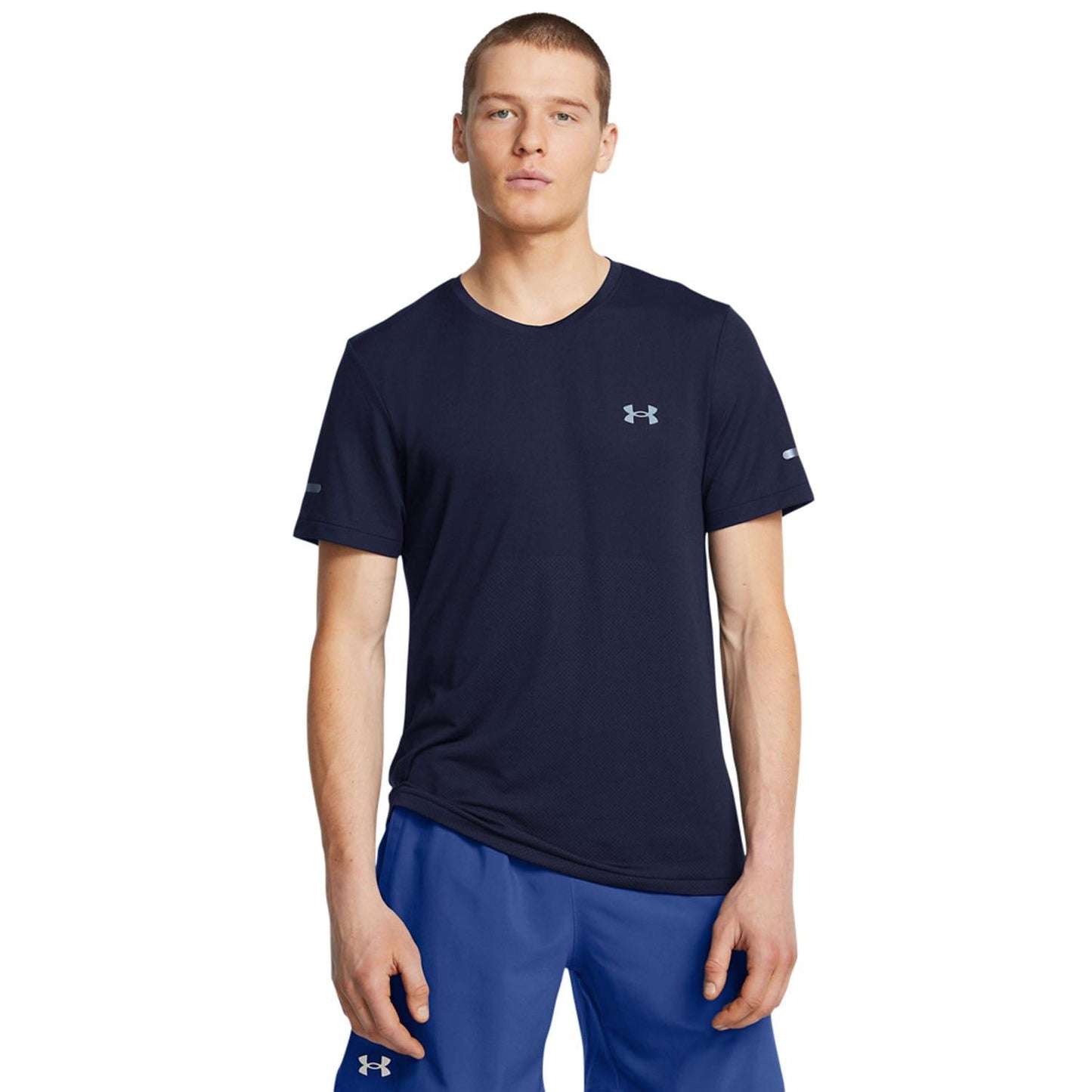 Navy - Front - Under Armour Mens SeamleStride T-Shirt
