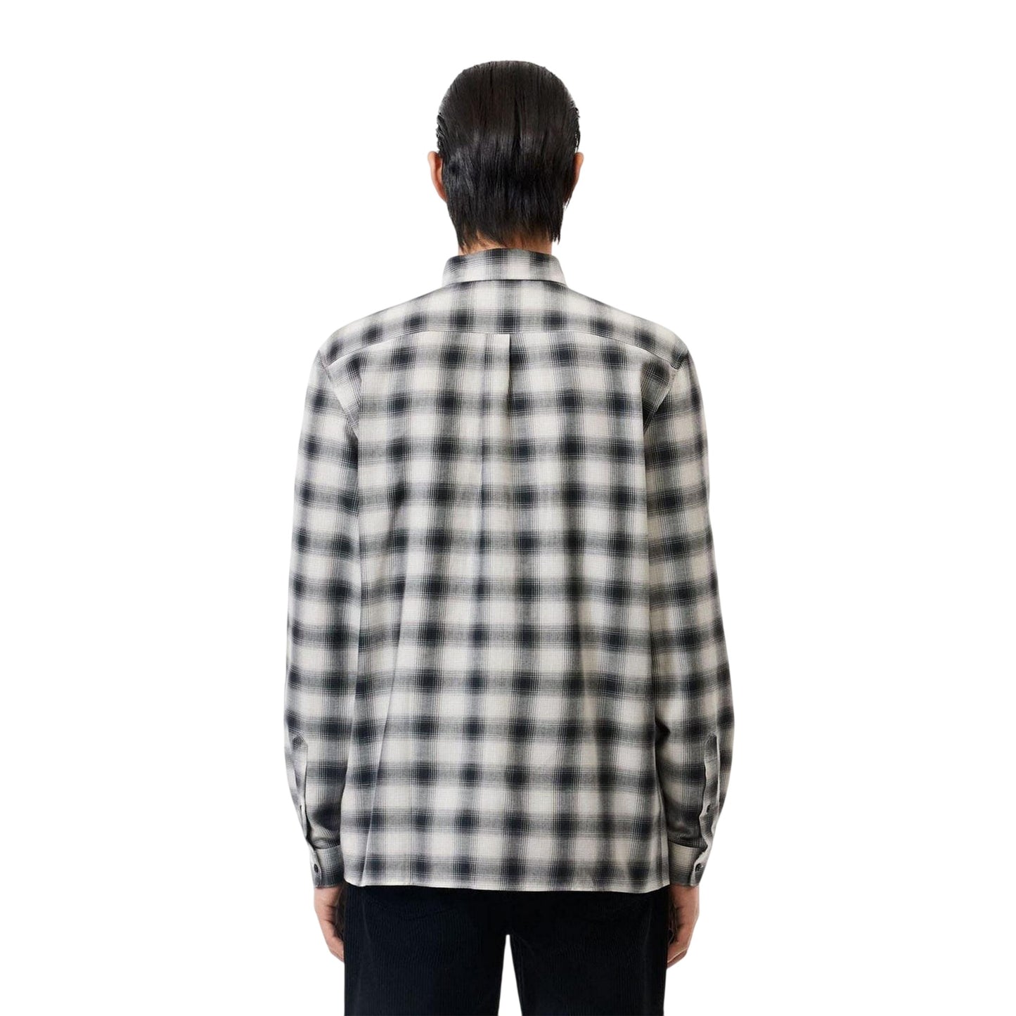 Black-White - Back - Lacoste Mens Flannel Regular Shirt