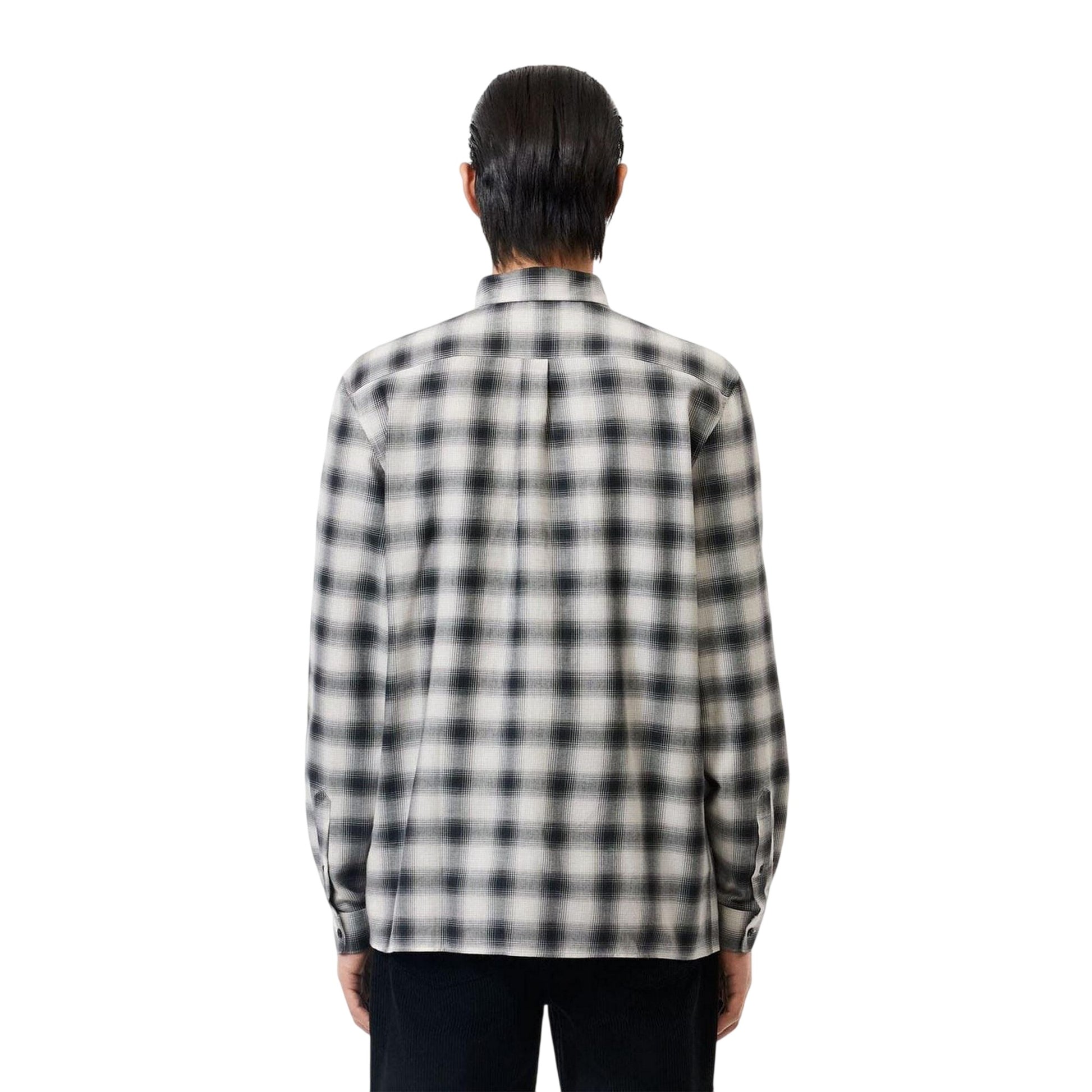 Black-White - Back - Lacoste Mens Flannel Regular Shirt