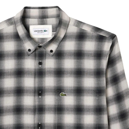 Black-White - Side - Lacoste Mens Flannel Regular Shirt