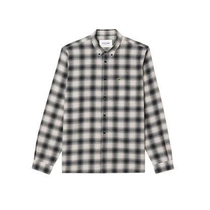 Black-White - Front - Lacoste Mens Flannel Regular Shirt