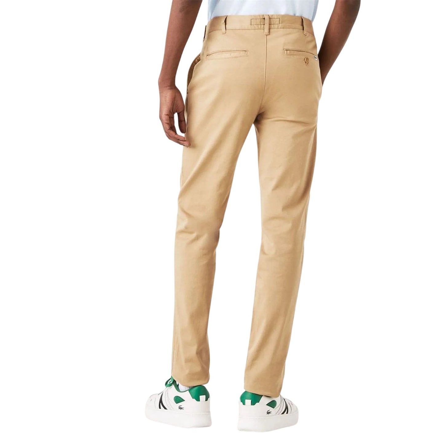 Beige - Back - Lacoste Mens Organic Cotton Slim Chinos